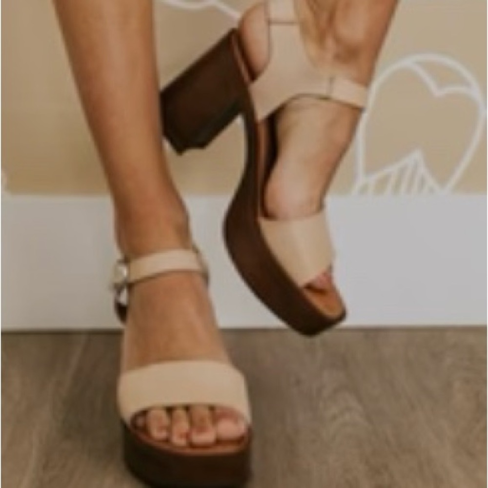Roolee Cream and Brown Platform Heels